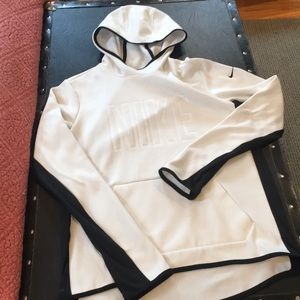White Nike hoodie with black stitching